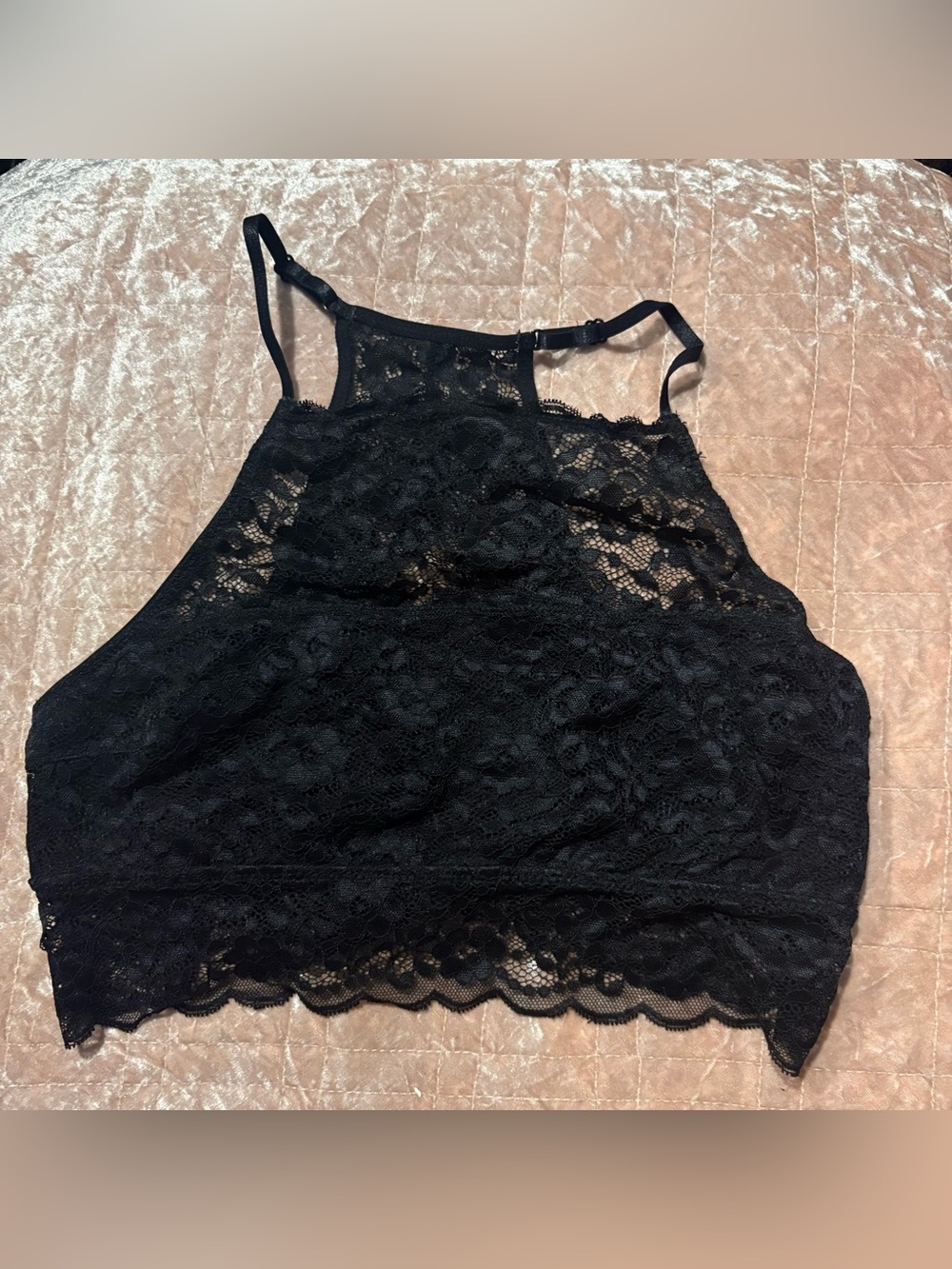 Jessica Simpson Black Lace High-Neck Camisole Bralette